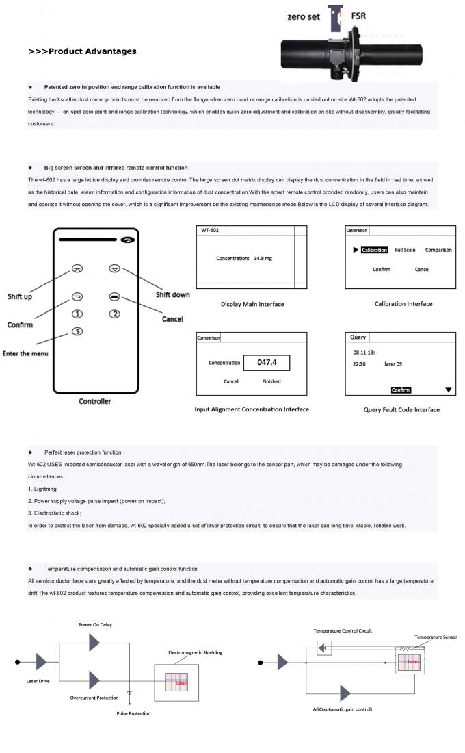 WT602 লেজার ডাস্ট মিটার রিয়েল-টাইম পিএম মনিটরিং সিইএমএস ইন্ডাস্ট্রিয়াল বয়লার এবং ইমিশন কন্ট্রোল সিস্টেমের জন্য 3